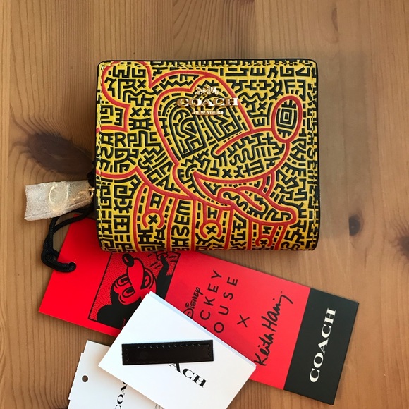 Coach Disney Mickey Mouse X Keith Haring Snap Wallet - Picture 1 of 11